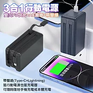 VOORCA VO-D01 5000mAh 3合1雙向快充+AC扁插+自帶雙線行動電源 石墨黑