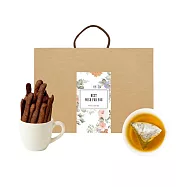 順便幸福-午茶禮盒-可可起司棒+清韻金萱烏龍茶包(餅乾 零食 甜點) 無 D+7出貨