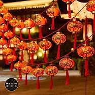 摩達客◉春節開運招財◉開運3米LED燈10金邊小燈籠造型吊飾燈飾USB暖白 新年元宵好運燈串