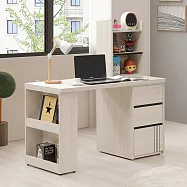 Homelike 喜家居4尺三抽書桌(含置物櫃)(2542)