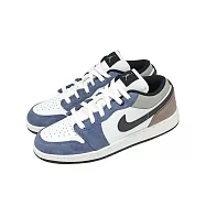 Nike 休閒鞋 Air Jordan 1 Low GS 大童 女鞋 白 藍 喬丹 HV5973-101 24cm SUMMIT WHITE/BLACK
