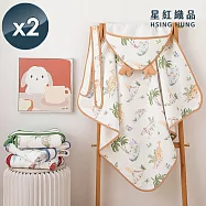 【星紅織品】手繪風森林動物造型多層紗低綿絮包巾x2入 咖啡色