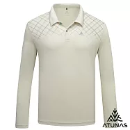 【ATUNAS 歐都納】男款循環抑菌長袖排汗POLO衫/大尺碼A1PSHH01MC- M 米卡