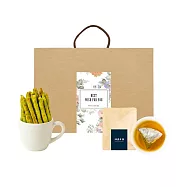 順便幸福-午茶禮盒-抹茶起司棒+清韻金萱烏龍茶包(餅乾 零食 甜點) 無 D+7出貨