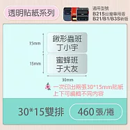 《精臣 NIIMBOT》精臣標籤貼紙 烘焙營養標示辦公文具透明標籤紙 30*15mm雙排