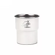 輕量嵌套露營階梯杯新款 304 不鏽鋼戶外便攜疊杯(戶外階梯杯 露營疊放杯 輕量飲水杯 露營隨身杯) 米白色