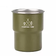輕量嵌套露營階梯杯新款 304 不鏽鋼戶外便攜疊杯(戶外階梯杯 露營疊放杯 輕量飲水杯 露營隨身杯) 軍綠色