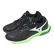 Mizuno 美津濃 羽球鞋 Wave Fang 2 寬楦 男鞋 黑 綠 回彈 室內運動 71GA2313-53 27.5cm BLACK/GREEN