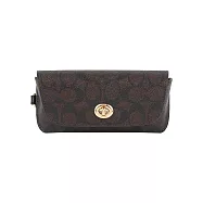 COACH CC Logo 塗層帆布附提把萬用包/眼鏡收納包 (胡桃木棕/黑色)