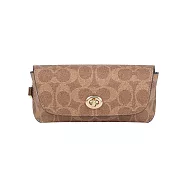 COACH CC Logo 塗層帆布附提把萬用包/眼鏡收納包 (棕褐色/棕色)