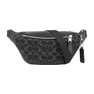 COACH Warren CC Logo 牛仔布及皮革迷你腰包 (銀色/黑色)