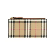 BURBERRY 大格紋釦式二折薄款長夾 (經典米色/石楠木棕)