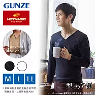 【日本郡是Gunze】彈性機能保暖 超輕量款 發熱衣 衛生衣 V領內衣-男(M-LL) 黑色-M