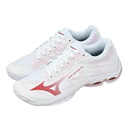 Mizuno 美津濃 排球鞋 Wave Lightning Pro 女鞋 白 紅 運動鞋 V1GC2660-73 27cm WHITE/PINK