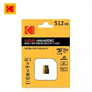 【KODAK 柯達】MicroSD 512GB (UHS-I U3/V30/A1) 高速記憶卡 (黑色)