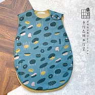 手作森林【DIY材料包】圓型防踢被 S號 影音教學 原創印花 北歐的下午茶 彌月禮 新生兒 自有品牌布料 -藍綠色/份