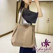 【iSPurple】簡約純色 尼龍大容量單肩托特包/卡其 卡其