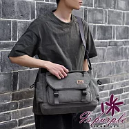 【iSPurple】時尚潮流 大容量帆布單斜肩背郵差包/顏色可選 灰色