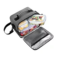 《tescoma》Freshbox肩背保冷袋+保鮮盒3件(岩灰藍) | 保溫袋 保冰袋 便當袋 手提袋 野餐包 野餐袋 保鮮盒 便當盒