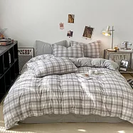 《DUYAN 竹漾》台灣製 舒柔棉單人床包二件組 / 霧灰格影