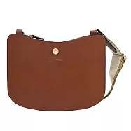 LONGCHAMP &Eacute;PURE系列滑面小牛皮雙層斜背包 白蘭地酒
