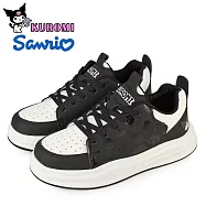 【HELLO KITTY】女 KUROMI 酷洛米 休閒鞋 運動鞋 板鞋 熊貓鞋 綁帶 厚底 皮革 JP22.5 黑色