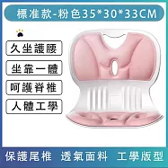 護腰坐墊人體工學坐墊1入 腰部支撐靠墊( 辦公久坐 高支撐透氣記憶 坐墊 座椅腰託) 標準款-櫻花粉