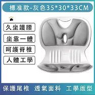 護腰坐墊人體工學坐墊1入 腰部支撐靠墊( 辦公久坐 高支撐透氣記憶 坐墊 座椅腰託) 標準款-淺灰色