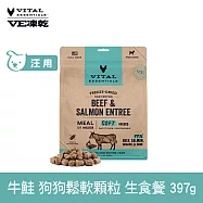 VE凍乾 狗狗生食餐 牛鮭 397g 鬆軟顆粒 | 狗主食 狗飼料 狗糧 犬糧 全齡犬 柔嫩口感