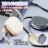 DA 雙向伸縮快充線 USB-C to Lightning 27W 磁吸收納-2個一組 星空黑
