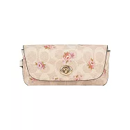 COACH CC Logo 花卉圖案附提把萬用包/眼鏡收納包 (沙色)