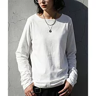 日本Antiqua|小臉船型領|純棉舒適|滑順高品質|不皺易打理|簡約長袖|經典百搭 XL 白色