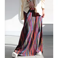 日本Antiqua|波浪印花長裙 | 波西米亞風 | 雙口帶鬆緊帶腰身 | 舒適輕盈布料 | 四季可穿好搭配 FREE 紅色