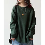 日本Antiqua|領口三角增添精緻|長袖T恤|全棉華夫格紋不易起皺|實穿包色基本款|男女適用 M-L 軍綠Regular