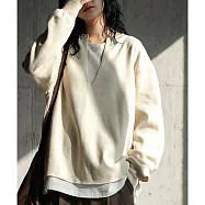 日本Antiqua|刷毛大V領|長袖T恤|俐落臉部線條疊穿好搭配|實穿包色基本款 FREE 象牙白