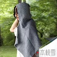 【日本桃雪】SEK抗菌防臭檜木鬆餅紋連帽浴巾 (炭灰) | 鈴木太太公司貨