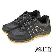 【Pretty】男 登山鞋 運動鞋 休閒鞋 戶外 機能 綁帶 JP25 黑灰色