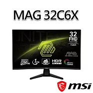 msi微星 MAG 32C6X 31.5吋 曲面電競螢幕 (31.5"/1920x1080/16:9/250Hz/VA/曲面)