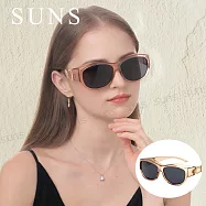 【SUNS】全包覆式偏光墨鏡 可套鏡 透感暖茶方框墨鏡 抗藍光+抗UV400 修飾臉型 防眩光/遮陽/眼鏡族首選