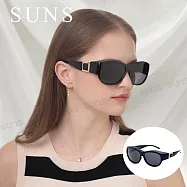 【SUNS】全包覆式偏光墨鏡 可套鏡 曜石黑方框墨鏡 抗藍光+抗UV400 修飾臉型 防眩光/遮陽/眼鏡族首選