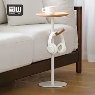 【日本霜山】北歐風鐵藝木質沙發邊桌/高腳小茶几(附掛桿)