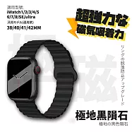 【Parkour X 跑酷】日式雪奈系列高質感APPLE WATCH 雙色防水矽膠磁吸錶帶 (38/40/41/42MM 扣環設計降低掉落風險!) 極地黑隕石