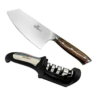 【金永利鋼刀】NN1-2清香木/高碳不鏽鋼 切刀+磨刀器 料理組