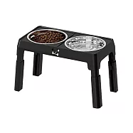 【COMET】五檔調節寵物雙碗架組(不鏽鋼碗 寵物護頸碗 寵物餐桌 飼料碗 貓咪碗 狗狗碗/MXB-129923) 黑色