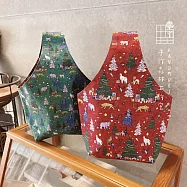 手作森林【DIY材料包】雙杯飲料提袋 影音教學 聖誕森林 雙面可用 原創印花 迷你手提袋