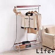 【Life+】序木FRAME法式金屬實木多功能移動式落地衣帽架/掛衣架/收納衣櫃