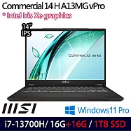 ★全面升級★MSI 微星 Commercial 14 H A13MG vPro-419TW 14吋 商務筆電 (i7-13700H/16G+16G/1TB/W11P)