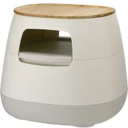 POAPEL 多功能移動式收納邊桌(含木托盤) 象牙白(含木托盤