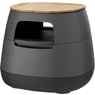 POAPEL 多功能移動式收納邊桌(含木托盤) 深邃灰(含木托盤)