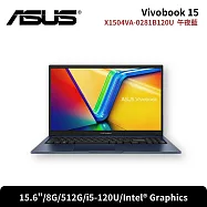 ASUS 華碩 Vivobook 15 X1504VA-0281B120U 15.6吋文書筆電 午夜藍(i5-120U/8G/512G/W11)